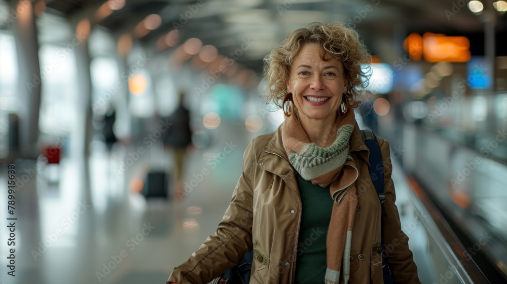 Woman Smiling at the Airport