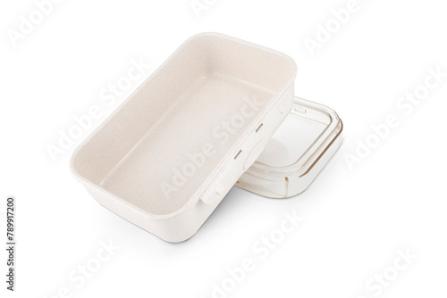 plastic transparent food container isolated on white background