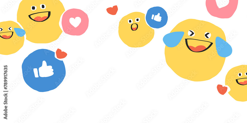 Fototapeta premium PNG transparent border with cute doodle emoji icons