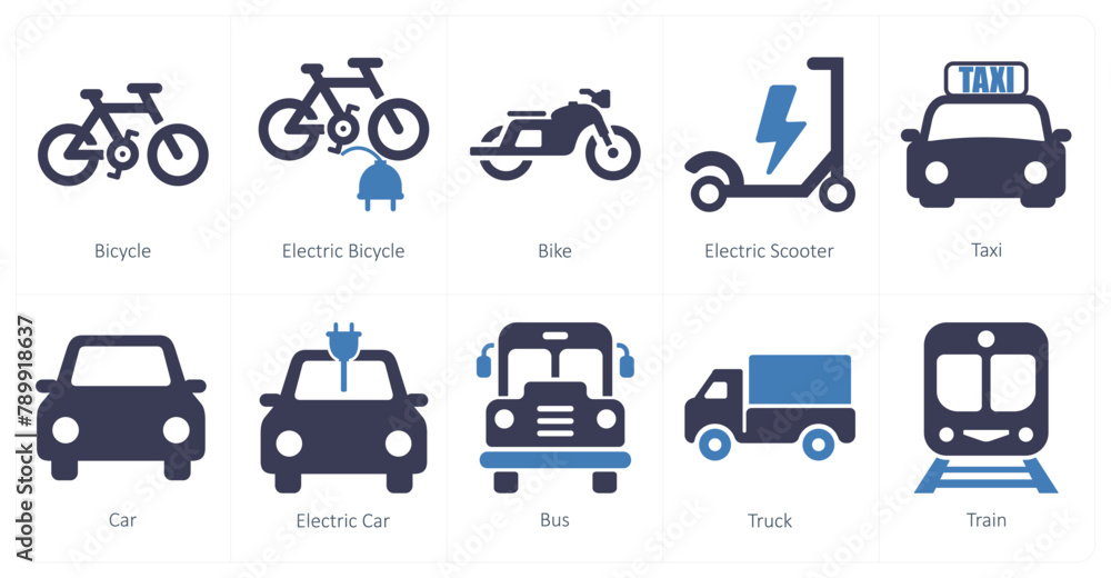 A set of 10 mix icons as bicycle, electric bicycle, bike A set of 10 mix icons as bicycle, electric bicycle, bike