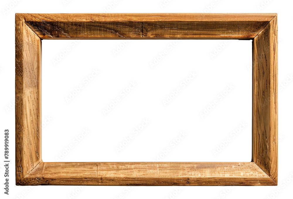 Rustic wooden frame with textured detail isolated on transparent background Rustic wooden frame with textured detail isolated on transparent background