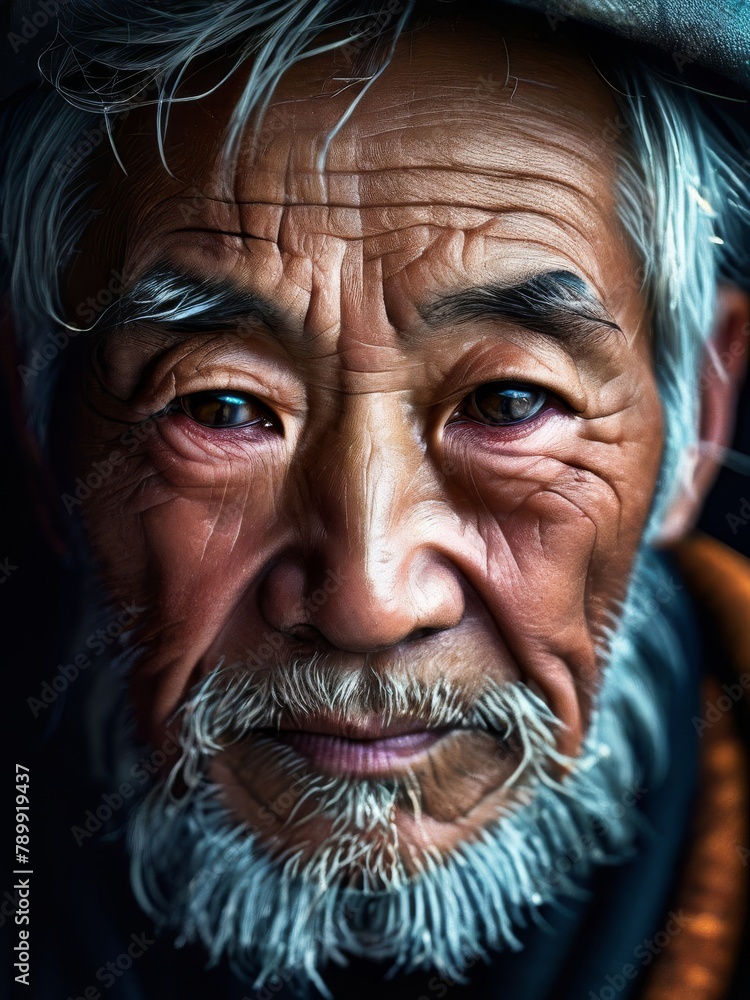 Wrinkled face of elderly man exuding wisdom. Wrinkled face of elderly man exuding wisdom.