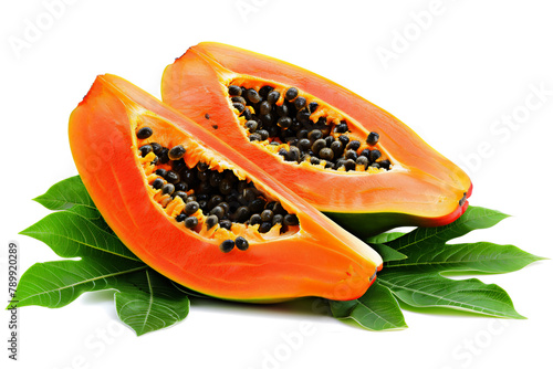 papaya isolated on white background, transparent background, PNG file