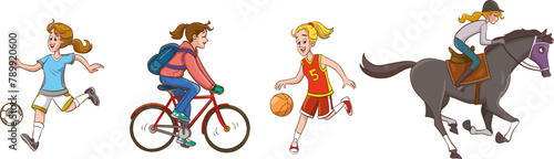 Set of women Doing different Sports Vector Illustration