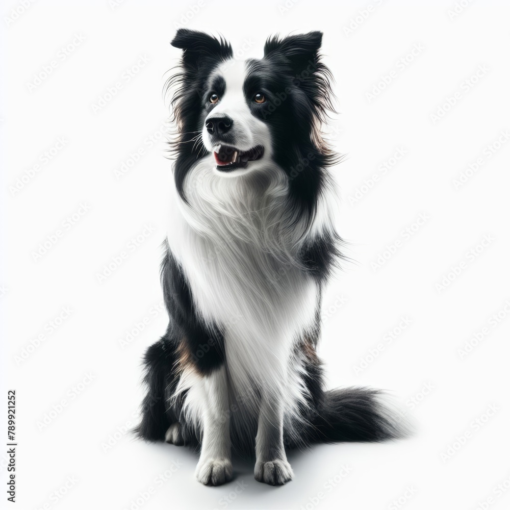 Image of isolated border collie against pure white background, ideal for presentations
