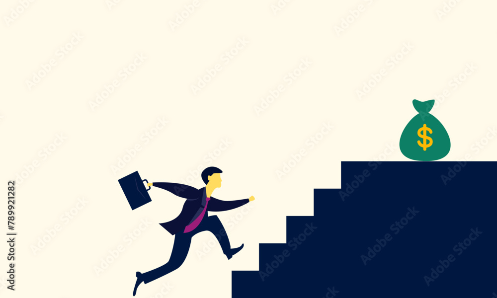 Businessman who climbs the ladder to make money. Symbolizes achievement, goals, struggle, effort and hard work.

