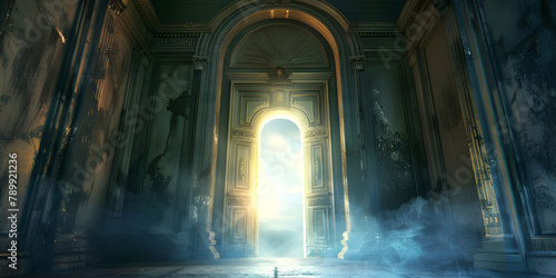 Opening up the door to heaven background - Ai Generated