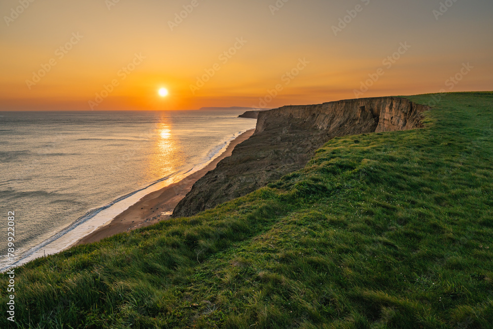Sunset on the Channel Coast near Whale Chine, Isle of Wight, UK