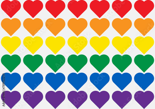 Corazones con los colores de la bandera LGBT+.