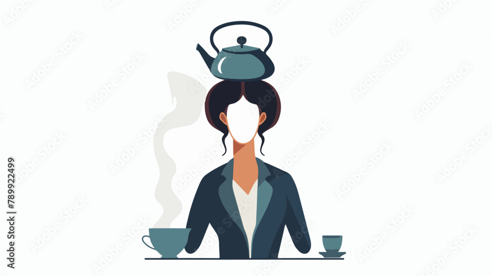 Businesswoman with the kettle instead of a head with