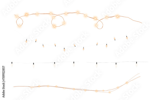 Hanging string and wired lights png design element collection