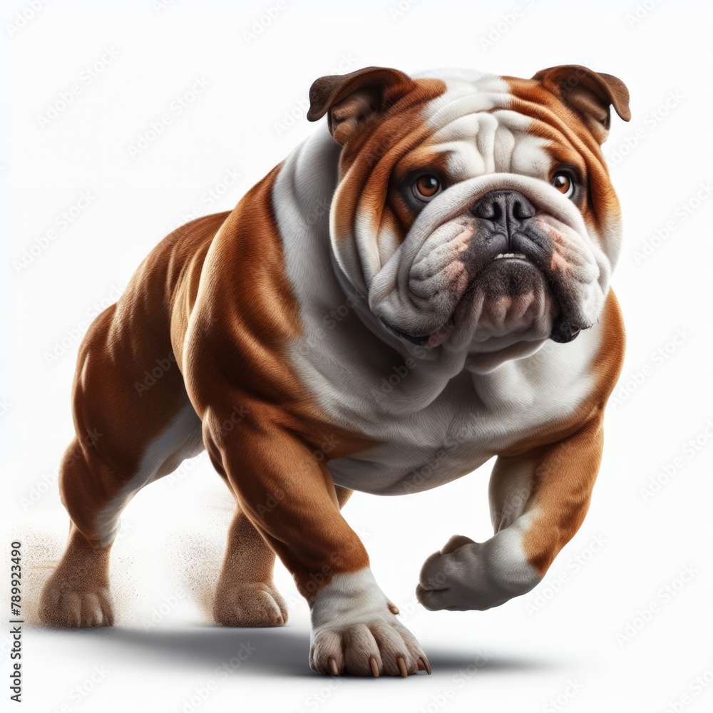 Image of isolated bulldog against pure white background, ideal for presentations
