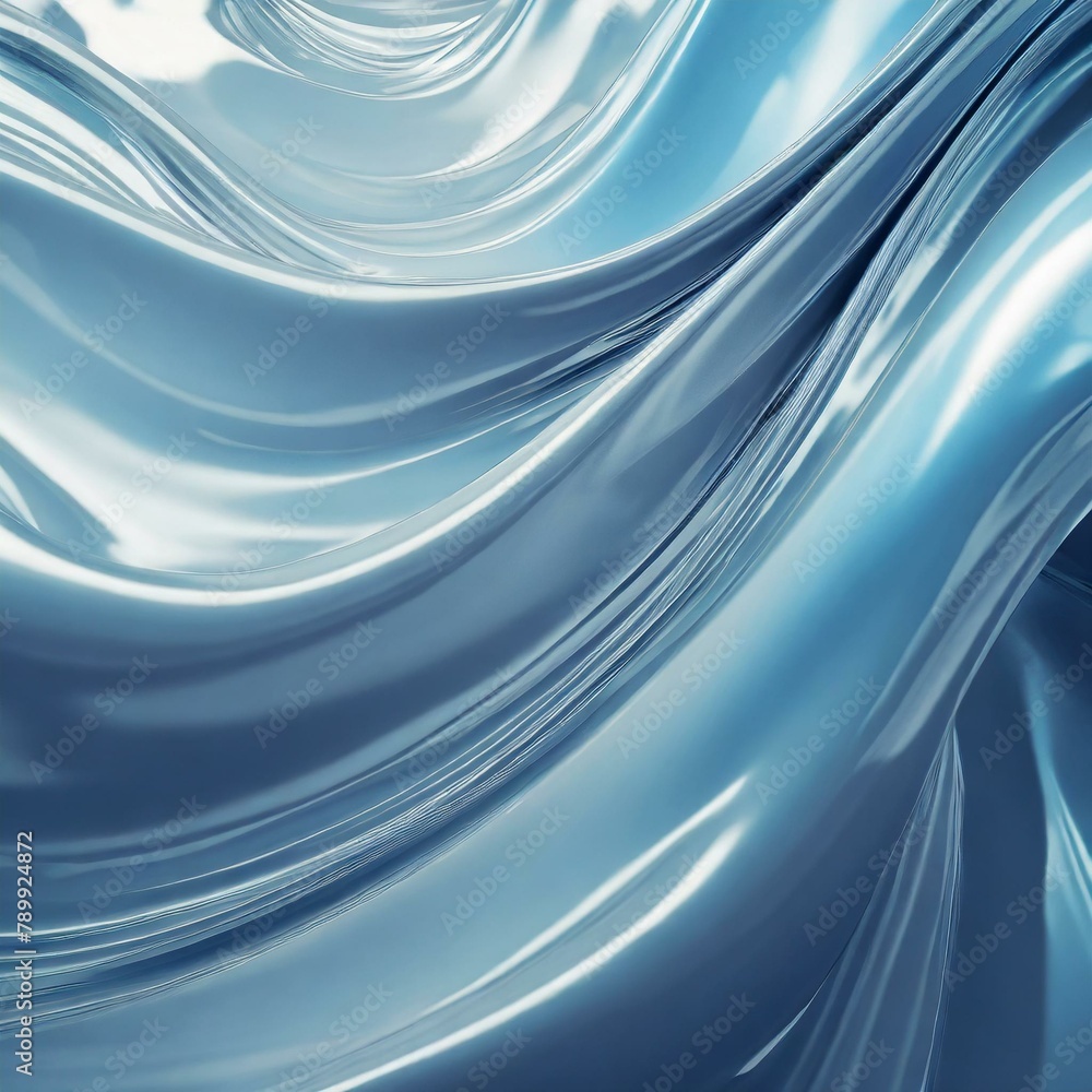 Fototapeta premium abstract blue background.abstract holographic wavy light blue metallic liquid background, characterized by fluid waves of shimmering metal. The interplay of light and shadow creates a sense of depth a