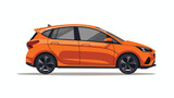New compact hatchback car as a gift. Vector flat style