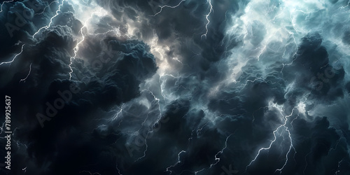 Dramatic Thunderstorm Lightning Sky Background  Electric Thunderstorm Lightning Strike Background - Ai Generated