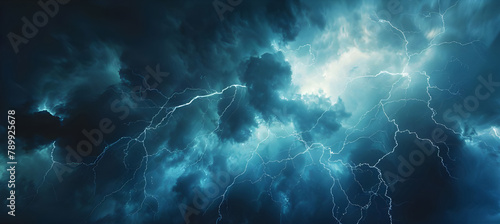Dramatic Thunderstorm Lightning Sky Background  Electric Thunderstorm Lightning Strike Background - Ai Generated