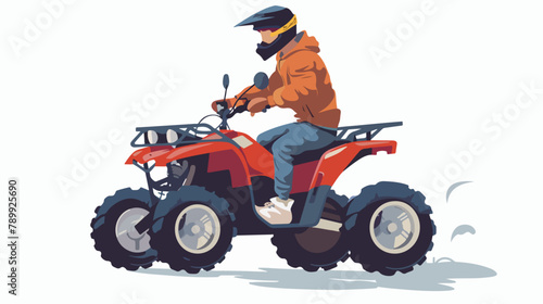 Man on the ATV motorcycle isolated. Vector flat style © Hassan