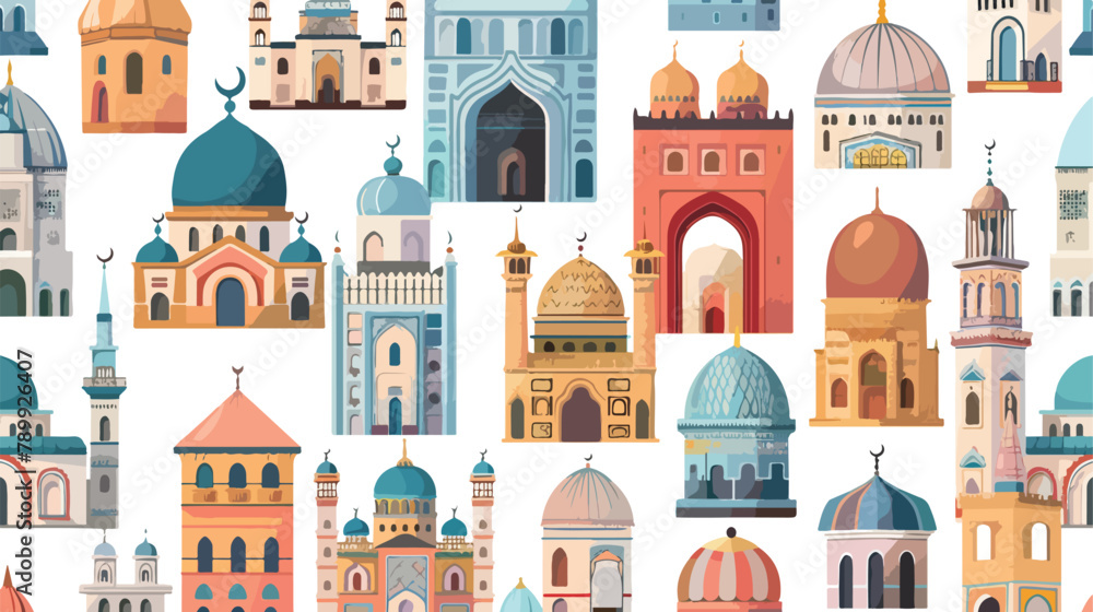 Old architecture seamless pattern. Buildings houses