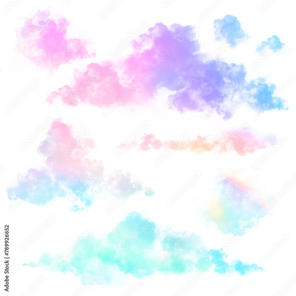 Png colorful cloud design element set
