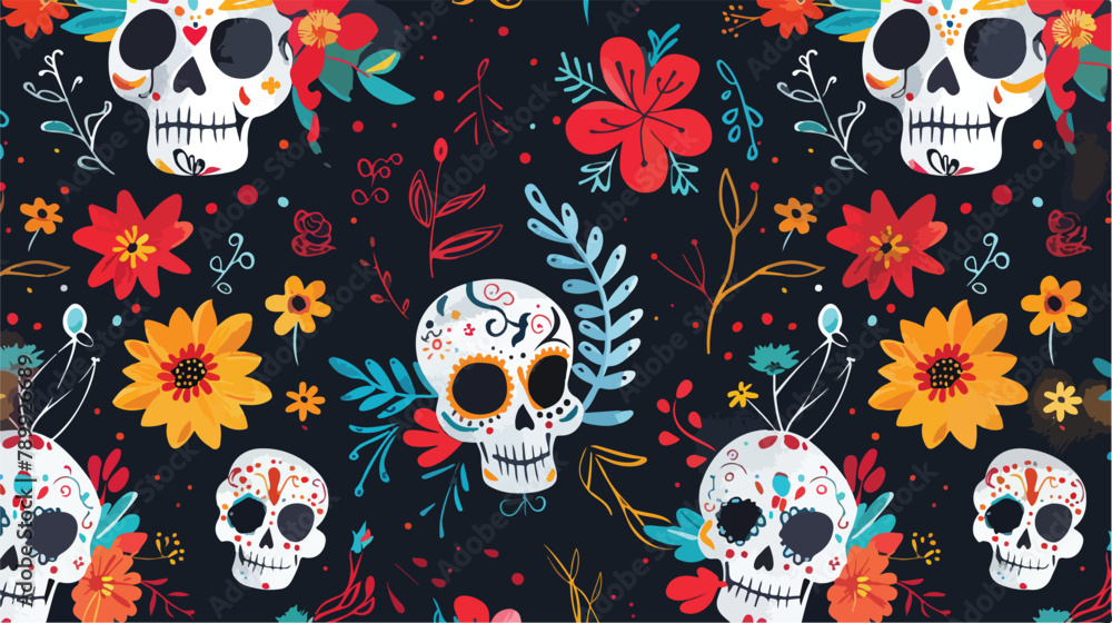 Day of the Dead. Seamless vector pattern with sugar 