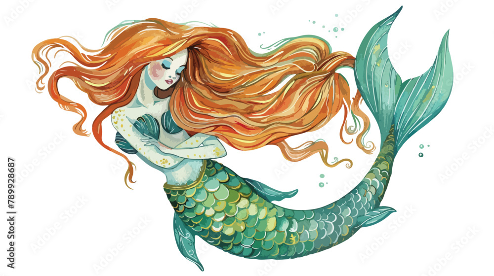 Mermaid vector hand drawn illustration Vector illustration