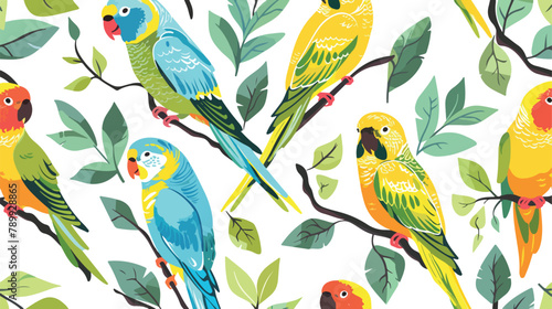 Parrots exotic seamless pattern. Endless tropical