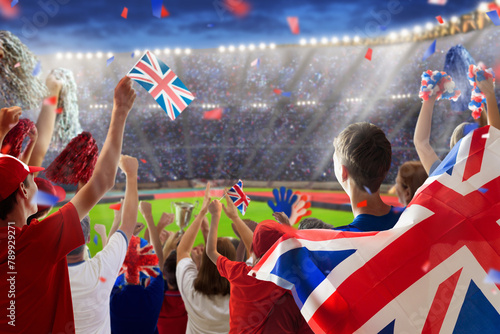 Billede på lærred UK team supporter on stadium. British fans.