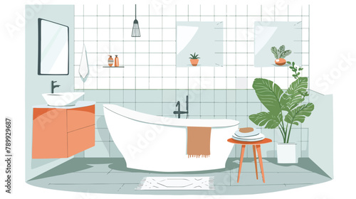 Modern bathroom interior. Flat vector illustration. H