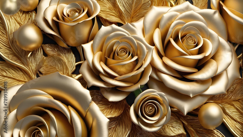 golden rose flowers background