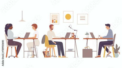 People working in office. Man and woman sitting at de