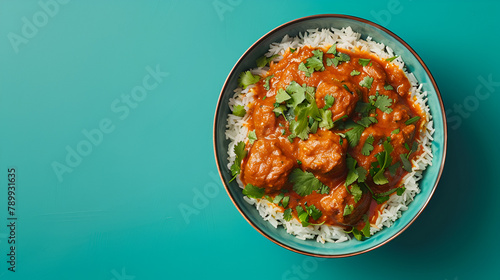 A Shot of a Vindaloo on Teal Background - Deliveroo photo