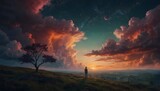 A dream world where the sky changes colors with people's emotions Generative AI
