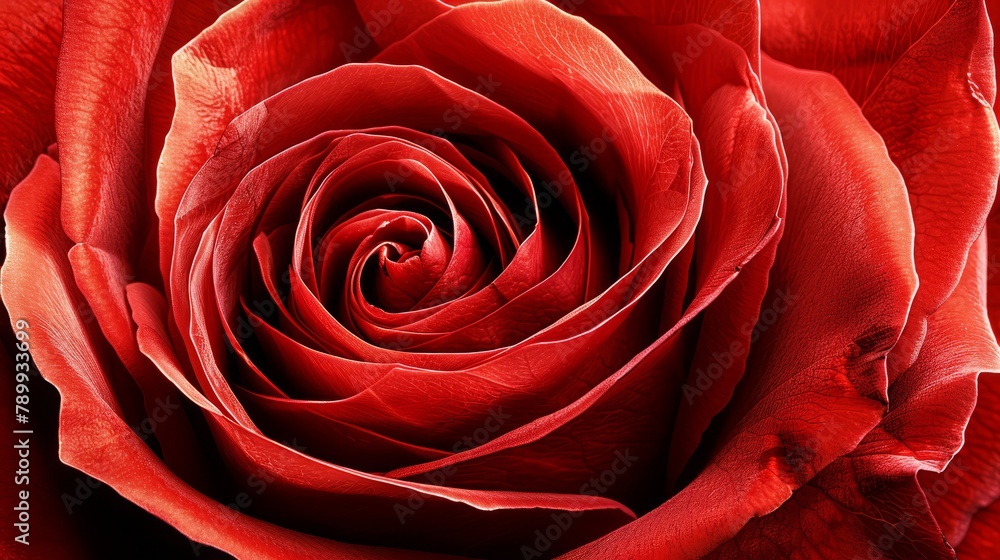 A red rose in focus, fully bloomed, its vibrant petals spread open A red rose in focus, fully bloomed, its vibrant petals spread open