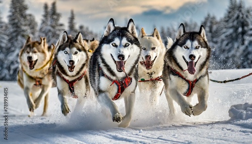 Boundless Energy  Sled Dogs in Action - A Tale of Canine Excitement in the Snow 