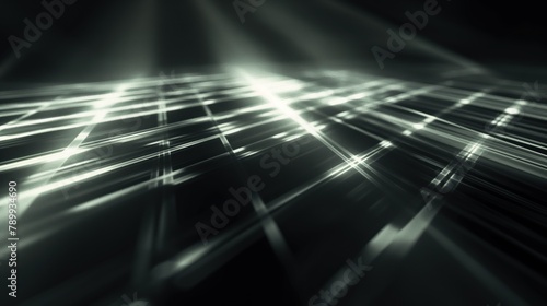 A minimalist tech background featuring a grid of soft light beams intersecting at various angles