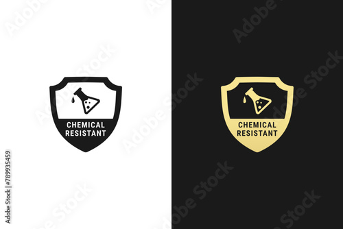 Chemical resistant badge or Chemical resistant mark Vector Isolated. Best Chemical resistant badge for product packaging design element. Best Chemical resistant badge for packaging design element.