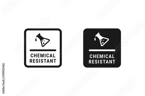 Chemical resistant mark or Chemical resistant sticker Vector Isolated. Best Chemical resistant mark for product packaging design element. Best Chemical resistant sticker for packaging design element.