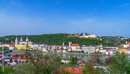 Blick auf Passau, Dom St. Stephan und Veste Oberhaus, Innseite, Niederbayern, Bayern, Deutschland photo