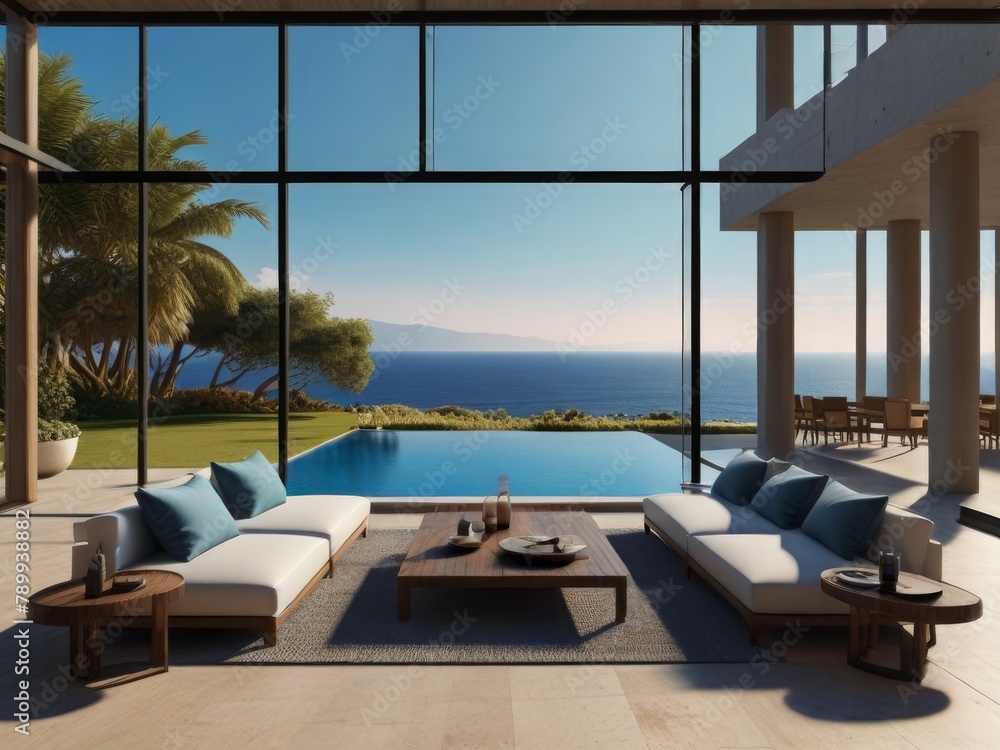 Indoor Oasis: Living Room with Indoor Pool Offers Tranquil Retreat, Blending Luxury and Comfort in Home Design