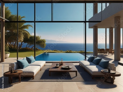 Indoor Oasis  Living Room with Indoor Pool Offers Tranquil Retreat  Blending Luxury and Comfort in Home Design
