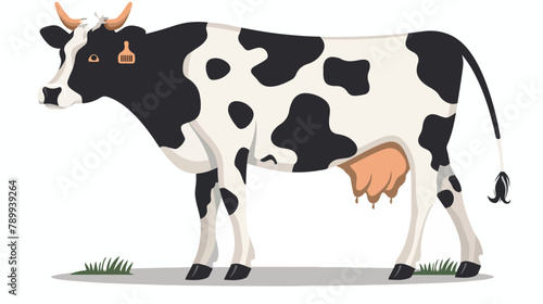 Spotted cow isolated. Vector flat style cartoon illustration