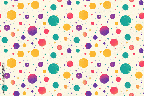 Vibrant circles and dots on a textured off-white background