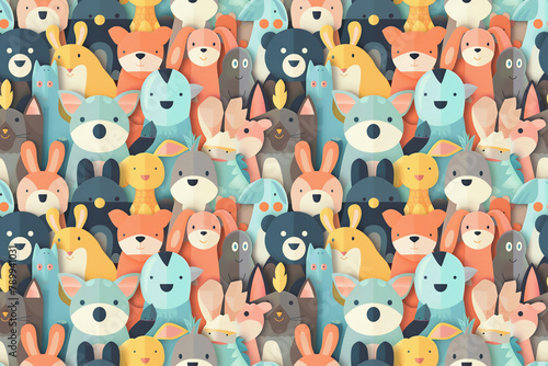 Cheerful children’s pattern with cartoon animals
