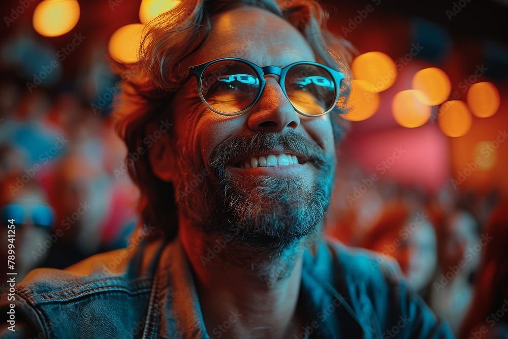 A solo individual captured in a moment of focused attention during a captivating cinematic experience A solo individual captured in a moment of focused attention during a captivating cinematic experience