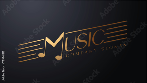 M Music theme letter logo. Music logo concept with two musical notes in an M letter shape. Vector logo, icon, sign & symbol design. 