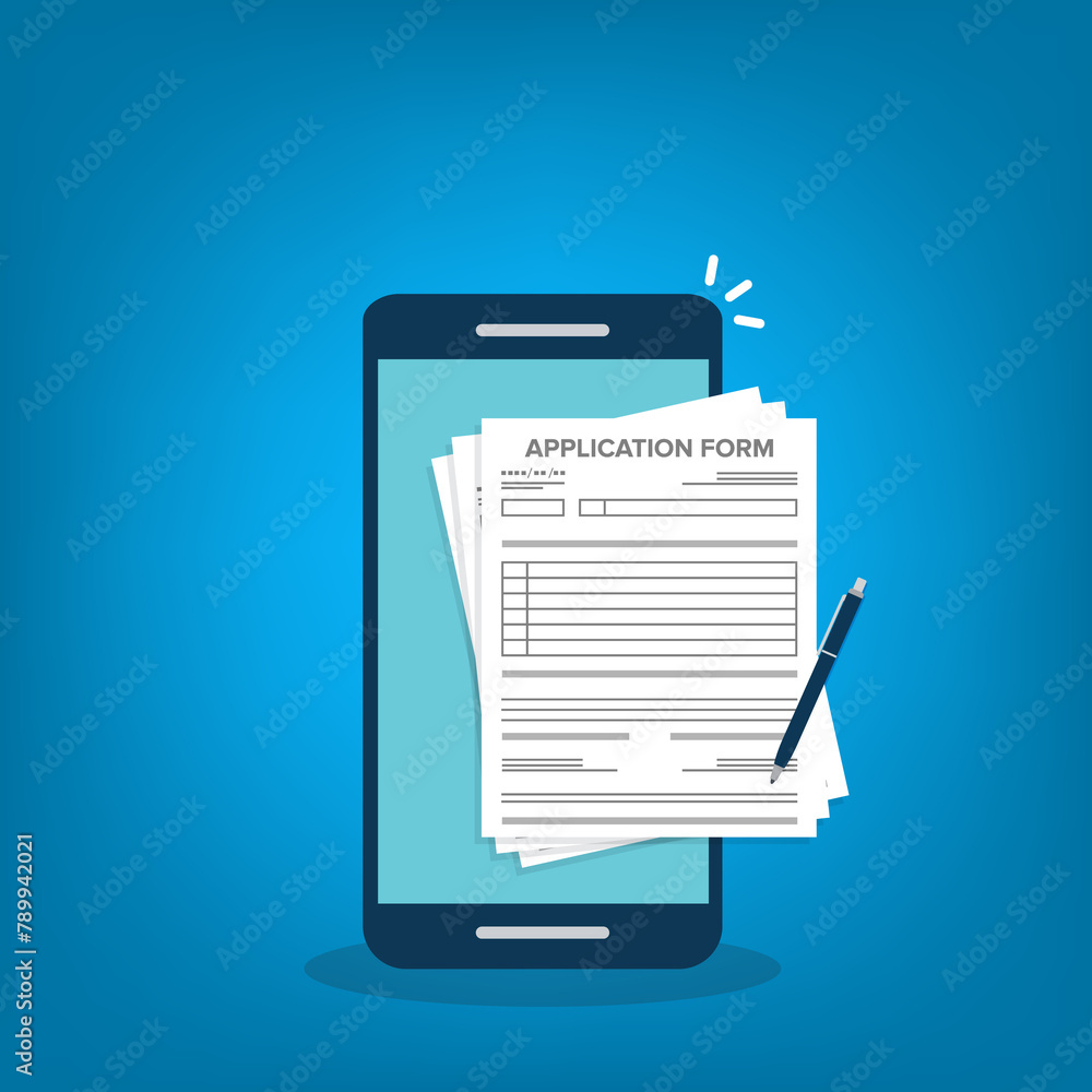 Online application form. Claim form, paperwork concepts. Online application form. Claim form, paperwork concepts.