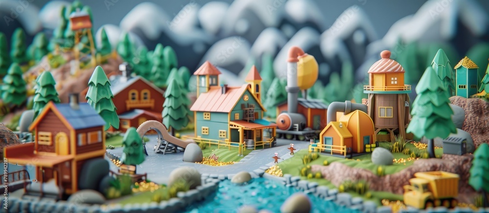 Cozy 3D Blender of a Gold Mining Community with Social Responsibility Initiatives