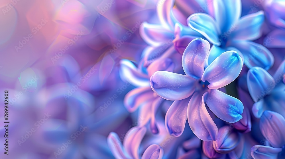 A tight shot of various blooms against a purplish-blue backdrop, softened by indistinctive lights behind A tight shot of various blooms against a purplish-blue backdrop, softened by indistinctive lights behind