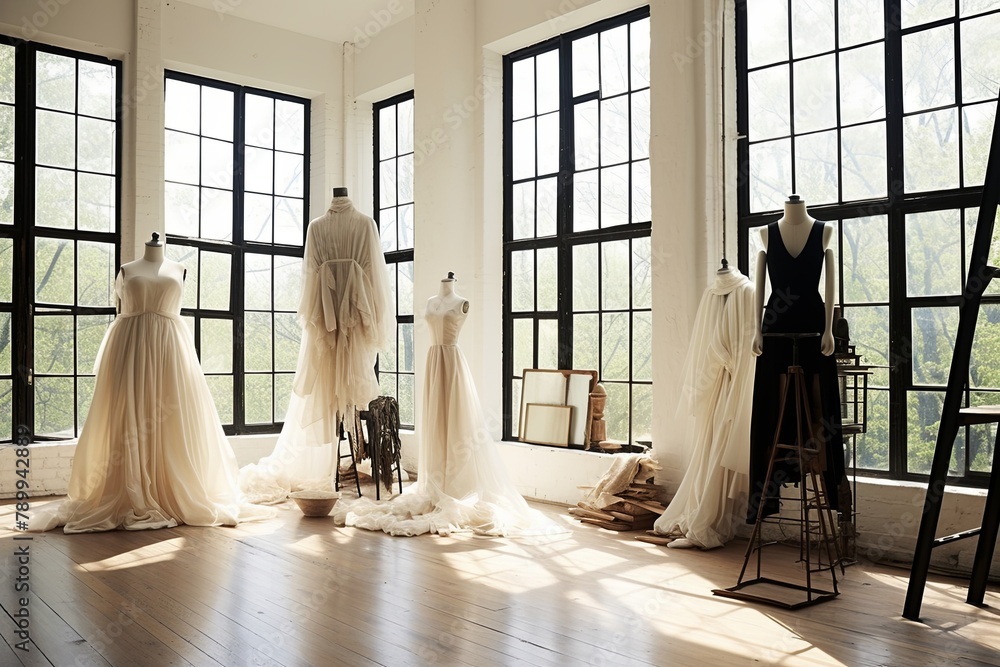 Natural Light Oasis: Avant-Garde Fashion Designer Studio with Spacious Windows Natural Light Oasis: Avant-Garde Fashion Designer Studio with Spacious Windows