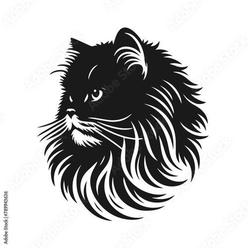 Black silhouette of cat. Vector illustration. 